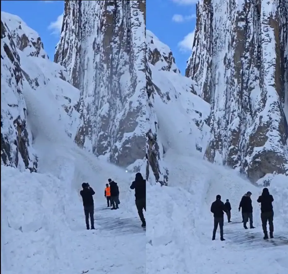 Korku dolu anlar. Hakkari'de çığ düşme anı