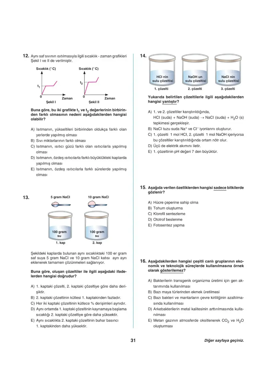 Uğur Okulları TYT -1 deneme sınavı 30