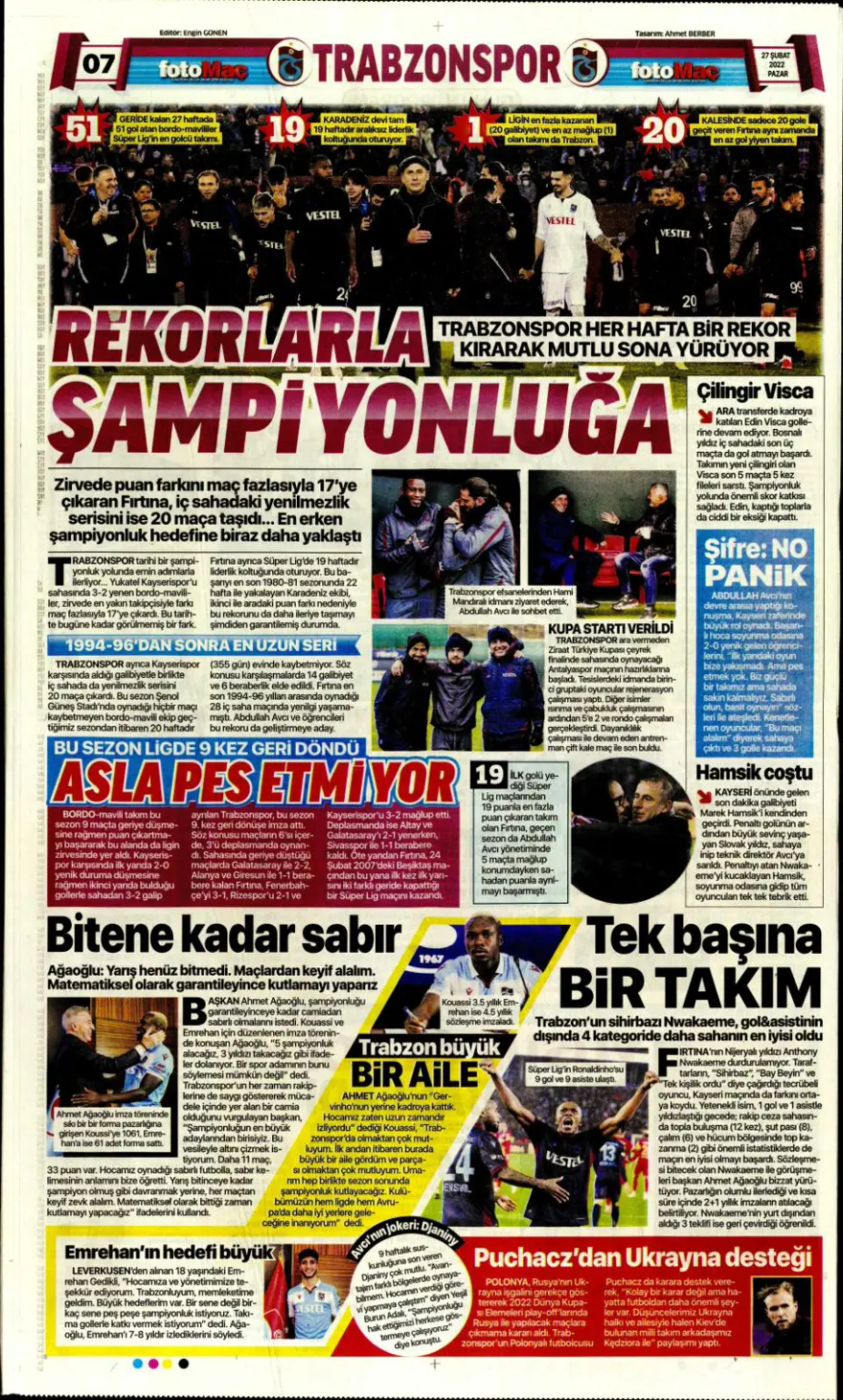 Günün spor manşetleri (27 Şubat 2022) 12
