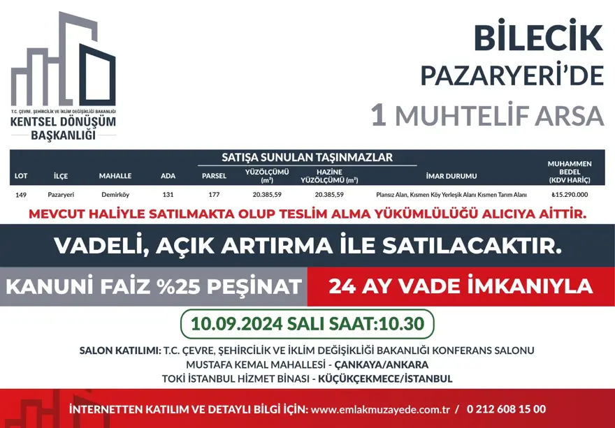 53 ilde 747 arsa bugün satışa çıkıyor: Hangi ilde, kaç arsa satışa çıkacak? Yüzde 25 peşin, 24 ay vade fırsatı (İl il satışa sunulan arsalar ve fiyat listesi) 13