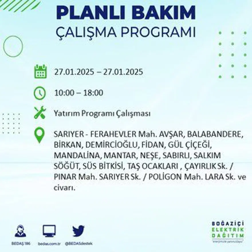 İstanbul'un birçok ilçesinde elektrik kesintisi: Avcılar'da elektrikler ne zaman gelecek? BEDAŞ kesinti programı 35