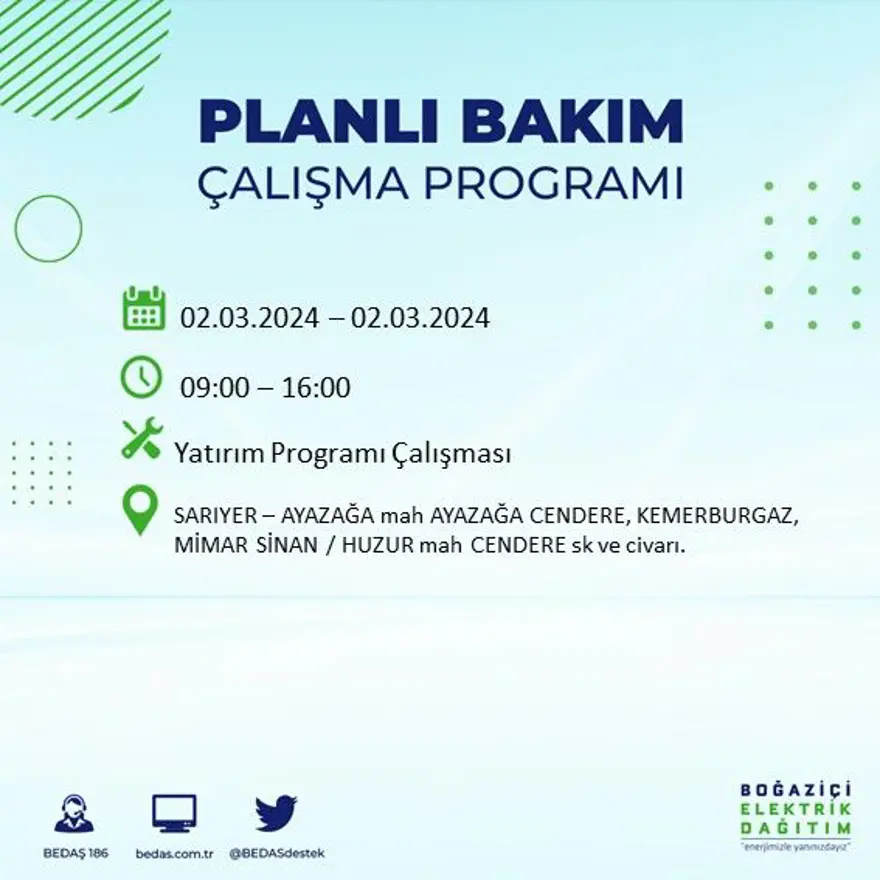 İstanbul'un 12 ilçesinde elektrik kesintisi: Elektrikler ne zaman gelecek? 10 İstanbul'un 12 ilçesinde elektrik kesintisi: Elektrikler ne zaman gelecek? 10