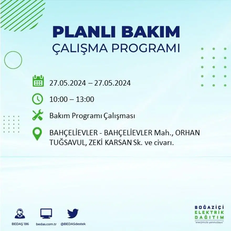 İstanbul'un 21 ilçesinde elektrik kesintisi: Elektrikler ne zaman gelecek? (27 Mayıs BEDAŞ kesinti programı) 12