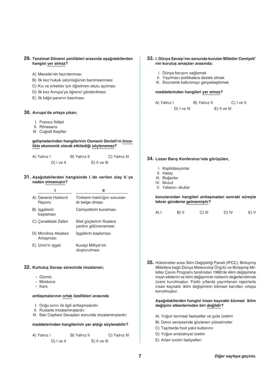 Uğur Okulları AYT -1 deneme sınavı 6
