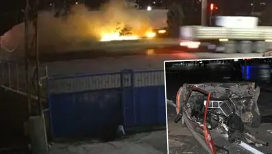 Manisa'da beş kişinin öldüğü kaza anı kamerada: Araba ikiye bölündü!