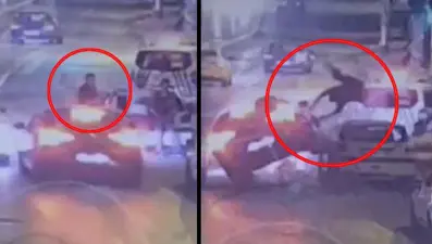 Denetim noktasına dalan sürücü bekçiye çarptı