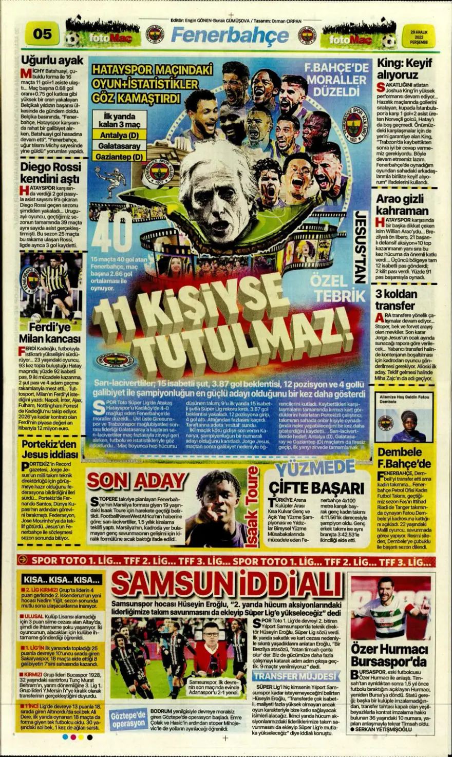 Günün spor manşetleri (29 Aralık 2022) 4