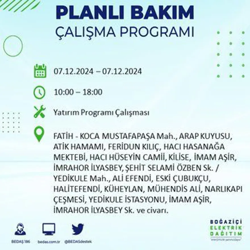 Bugüne dikkat! İstanbul'un 13 ilçesinde elektrik kesintisi: Elektrikler ne zaman gelecek? BEDAŞ programı 11