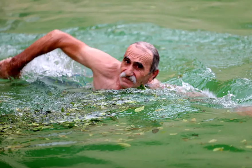 Termal havuzda yeşil çay banyosu 15