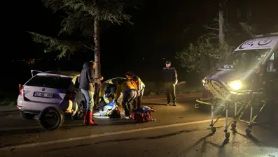 Ağaca çarpan araçta bir can kaybı, iki yaralı