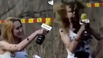 Motokros yarışında sunucunun başına gelen ilginç kaza