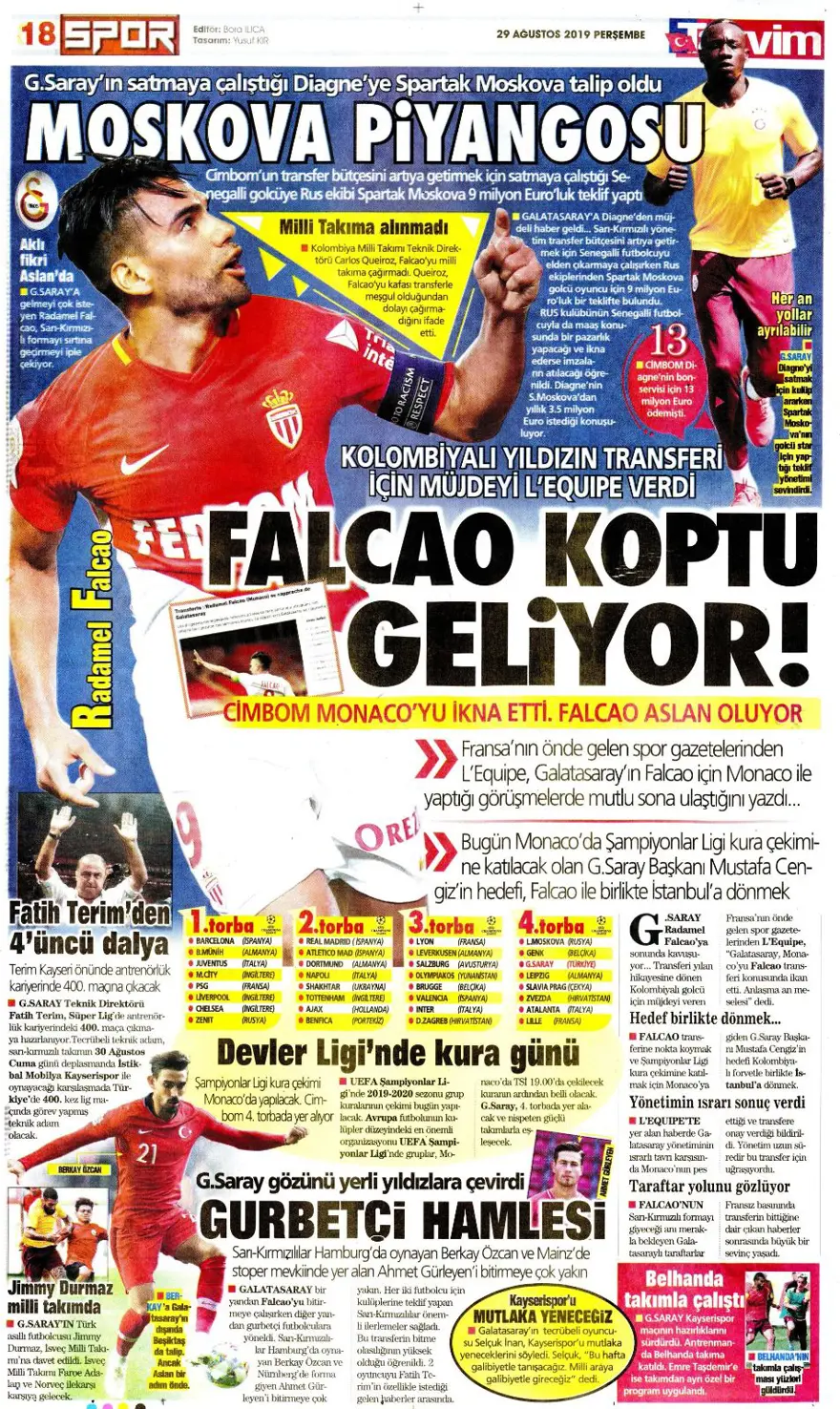 Günün spor manşetleri (29 Ağustos 2019) 15