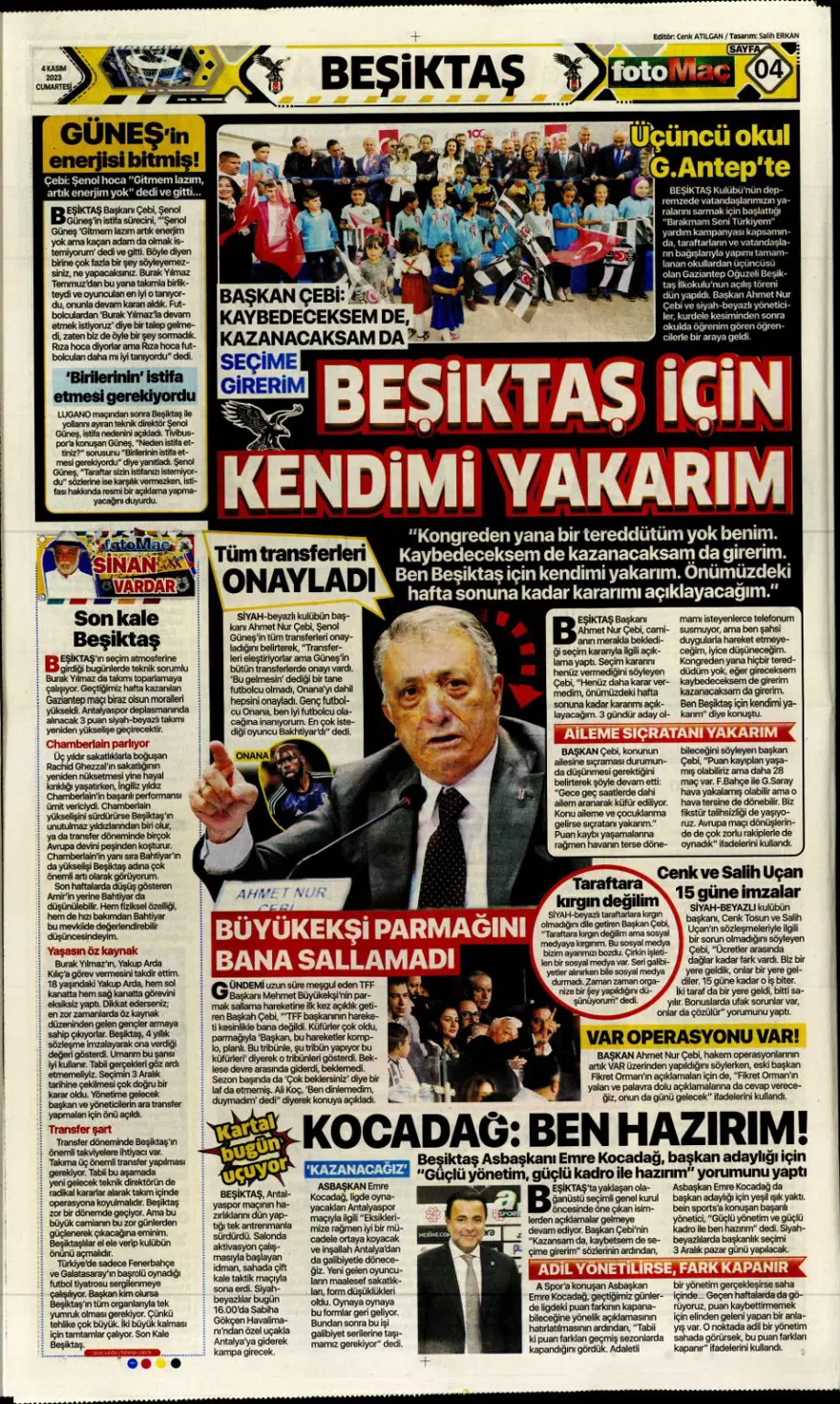 "Hesap farklı hedef aynı" (4 Kasım 2023 spor manşetleri) 11