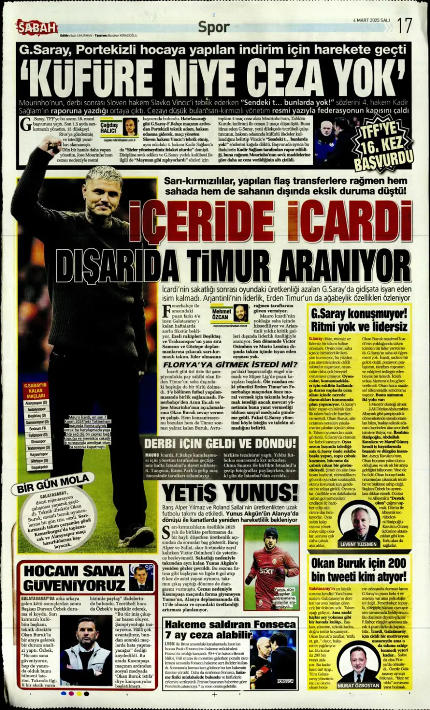 "Hedefte Buruk var" (4 Mart 2025 spor manşetleri) 3