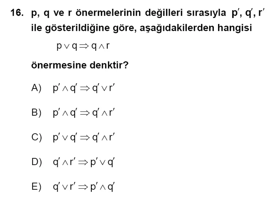 YGS Matematik soruları ve yanıtları 15