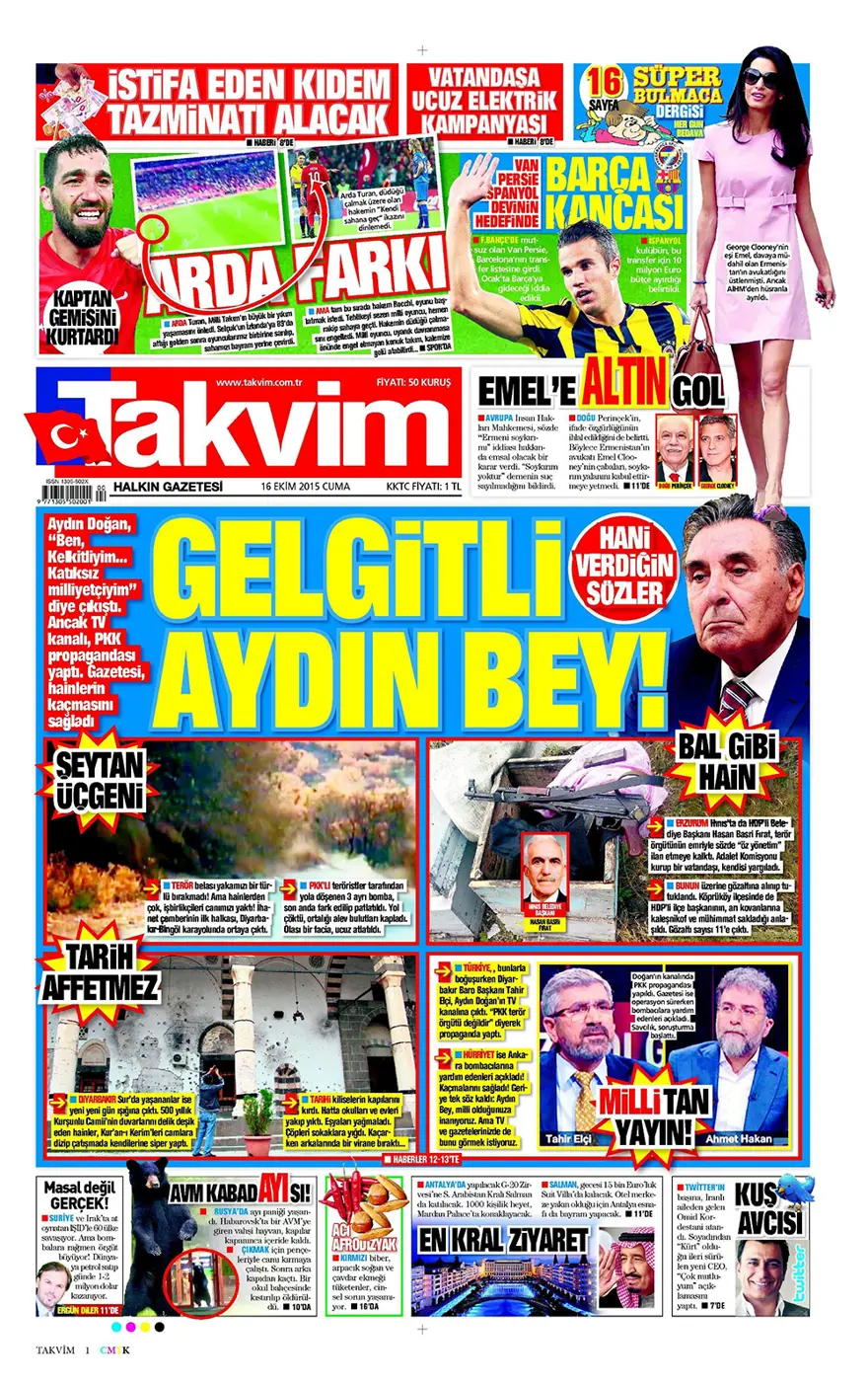 Günün gazete manşetleri - 16 Ekim 2015 8