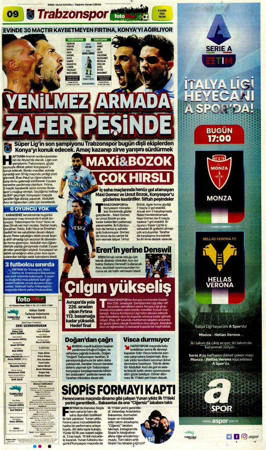 Günün spor manşetleri (6 Kasım 2022) 7