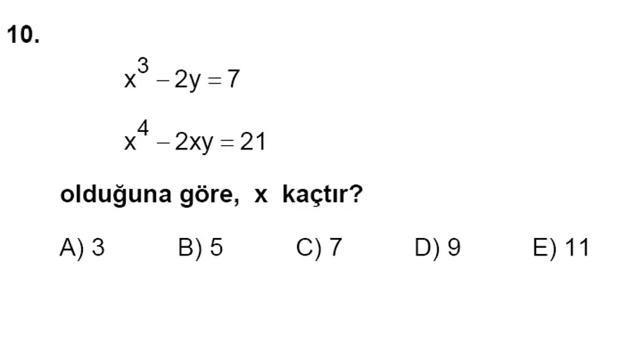 YGS Matematik soruları ve yanıtları 9
