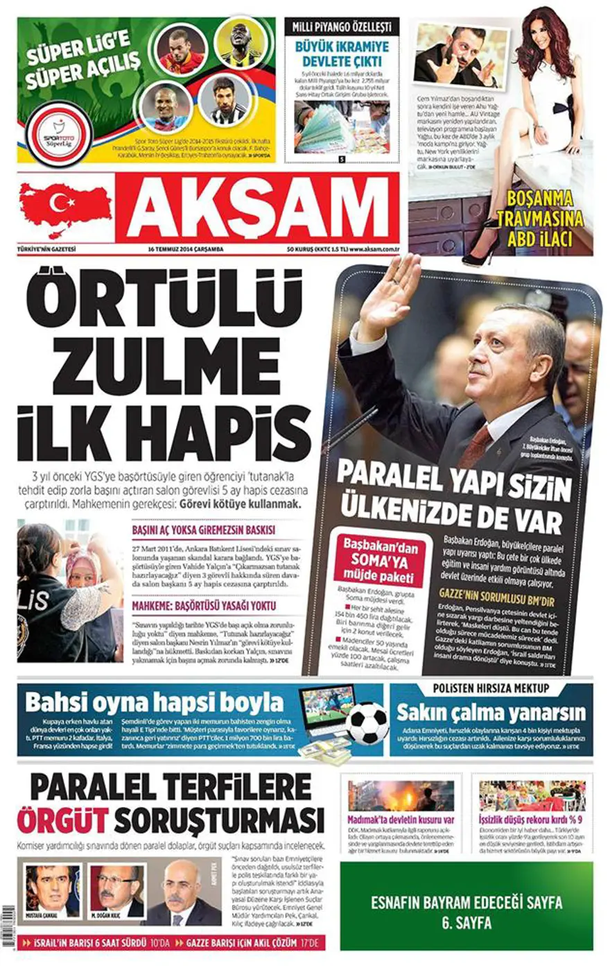 Günün gazete manşetleri - 16 Temmuz 2014 11 Günün gazete manşetleri - 16 Temmuz 2014 11