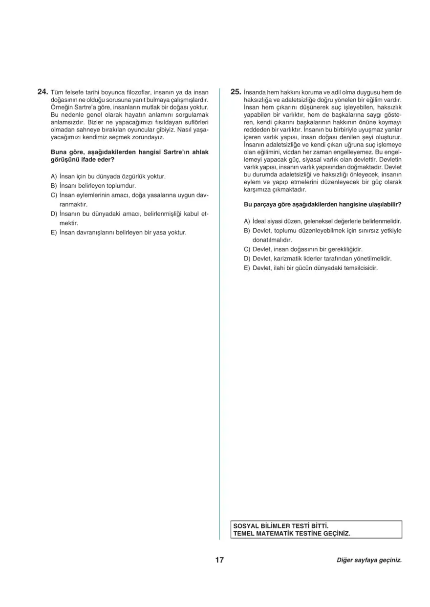 Uğur Okulları TYT -1 deneme sınavı 16