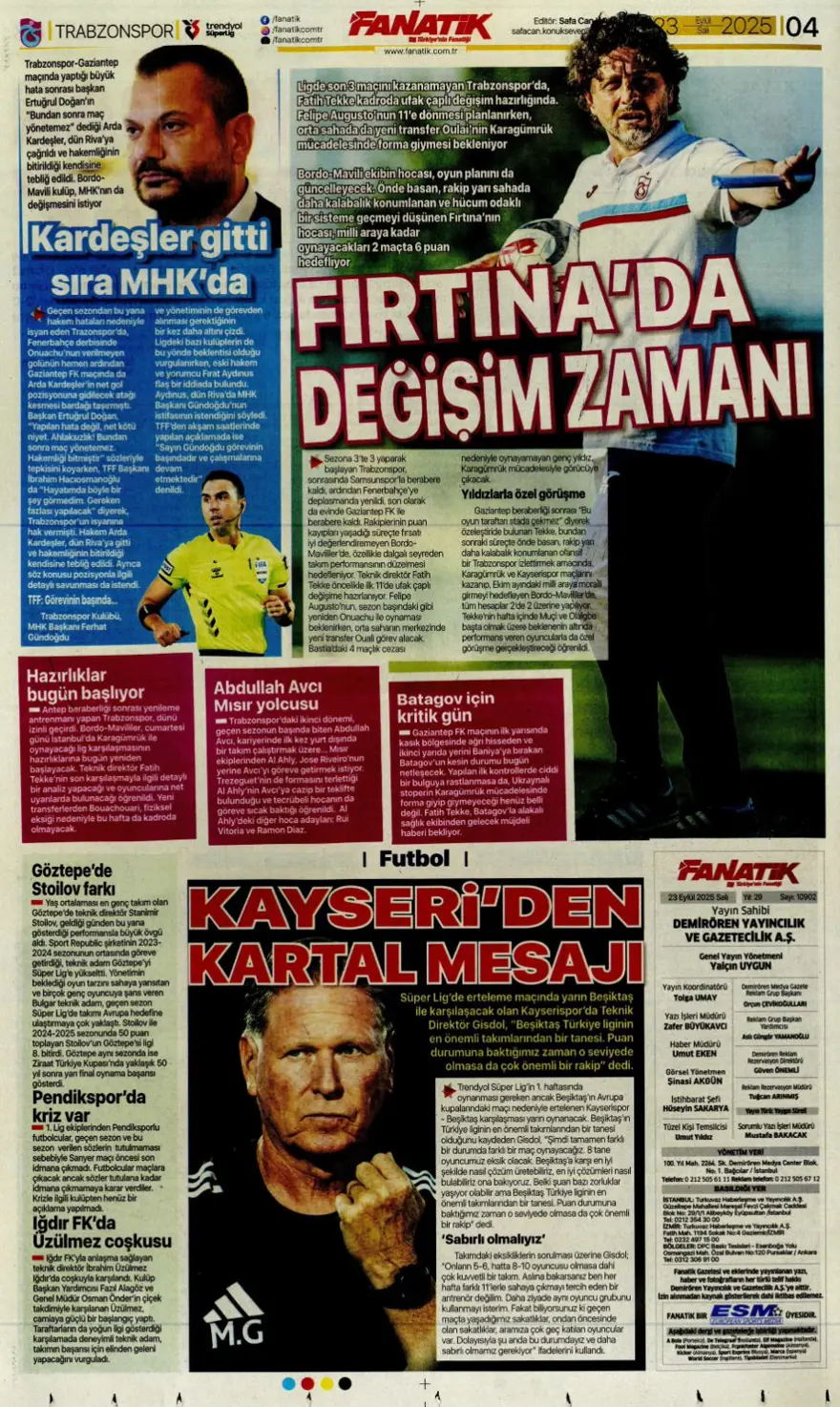 "Süper Lig'in Aslan'ı" (23 Eylül spor manşetleri) 3