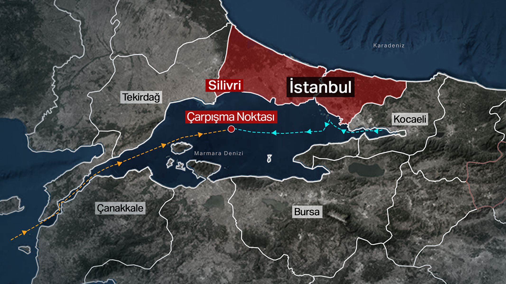Marmara'daki deniz otobanında gemiler çarpıştı: Uzak yol kaptanı gemideki yüke dikkat çekti
