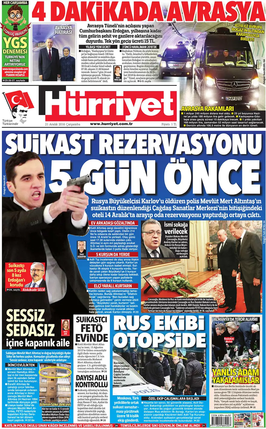 Günün gazete manşetleri - 21 Aralık 2016 