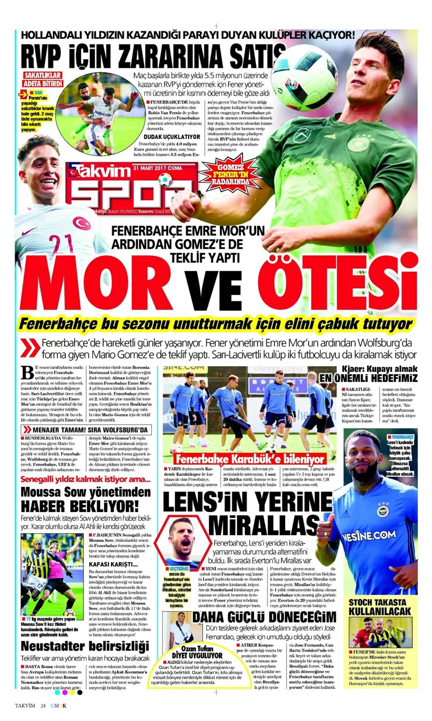 Günün spor manşetleri (31 Mart 2017) 2