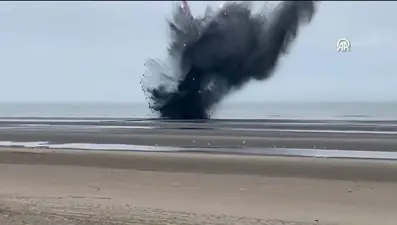 Belçika sahilinde 2. Dünya Savaşı'ndan kalan bomba böyle patlatıldı