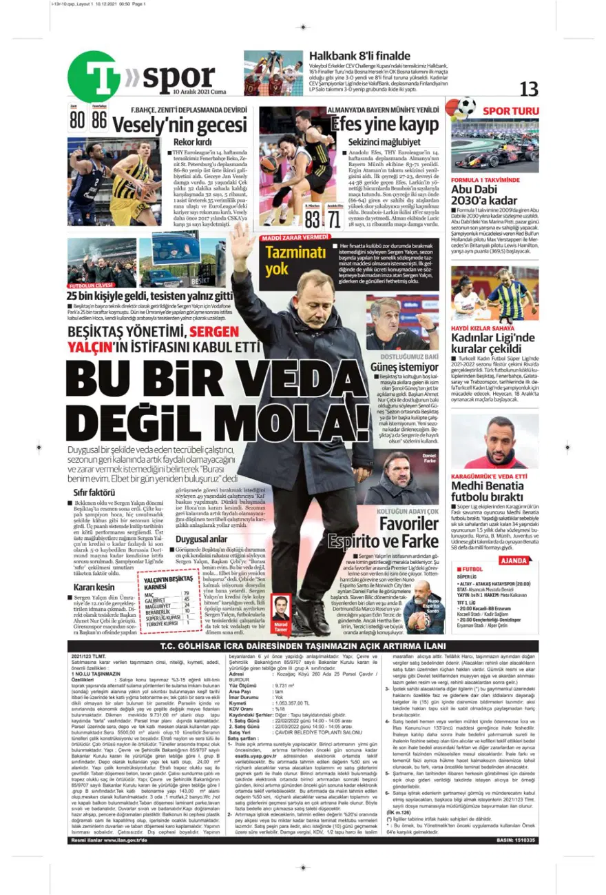 Günün spor manşetleri (10 Aralık 2021) 15