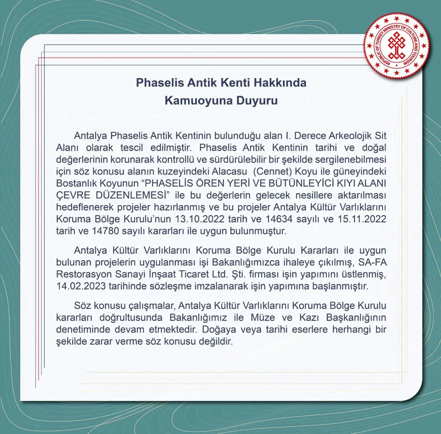 Bakanlıktan Phaselis Antik Kenti açıklaması: Doğaya zarar verilmeyecek 6