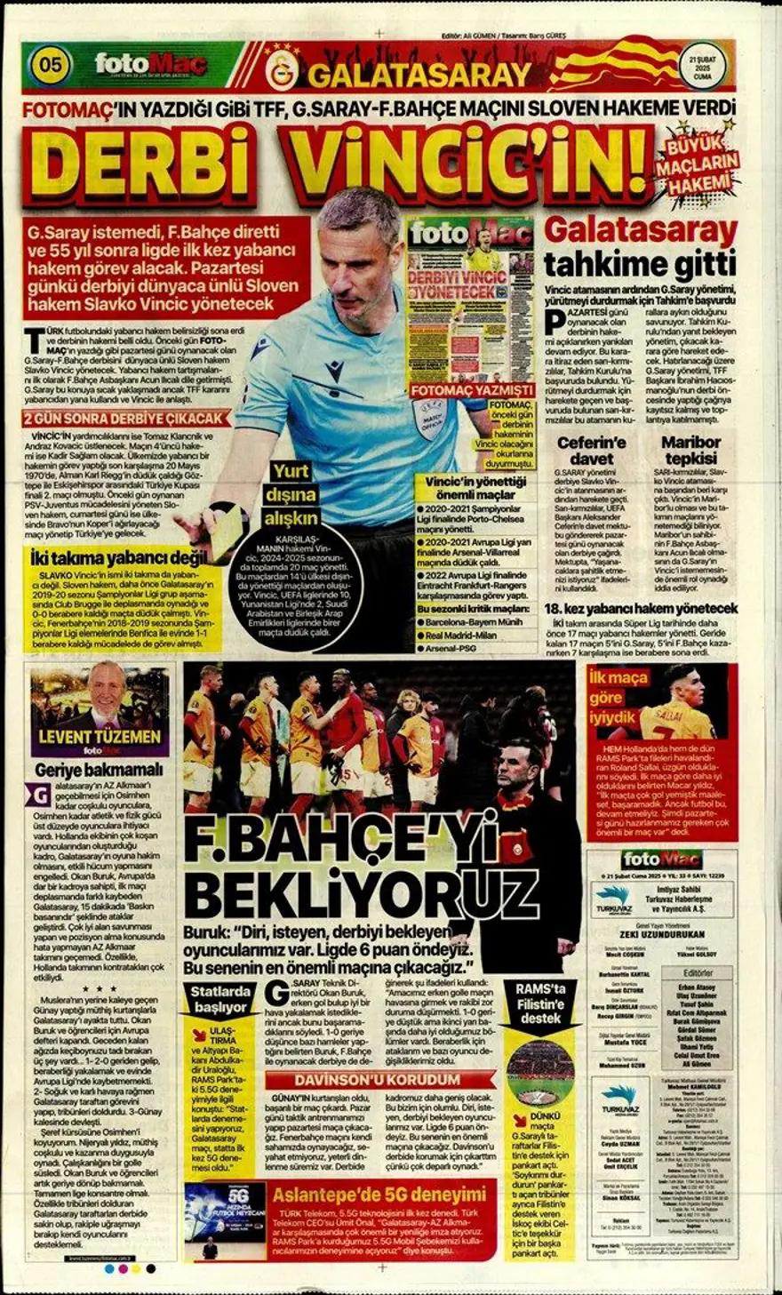 "Fener işi bitirdi" (21 Şubat 2025 spor manşetleri) 4