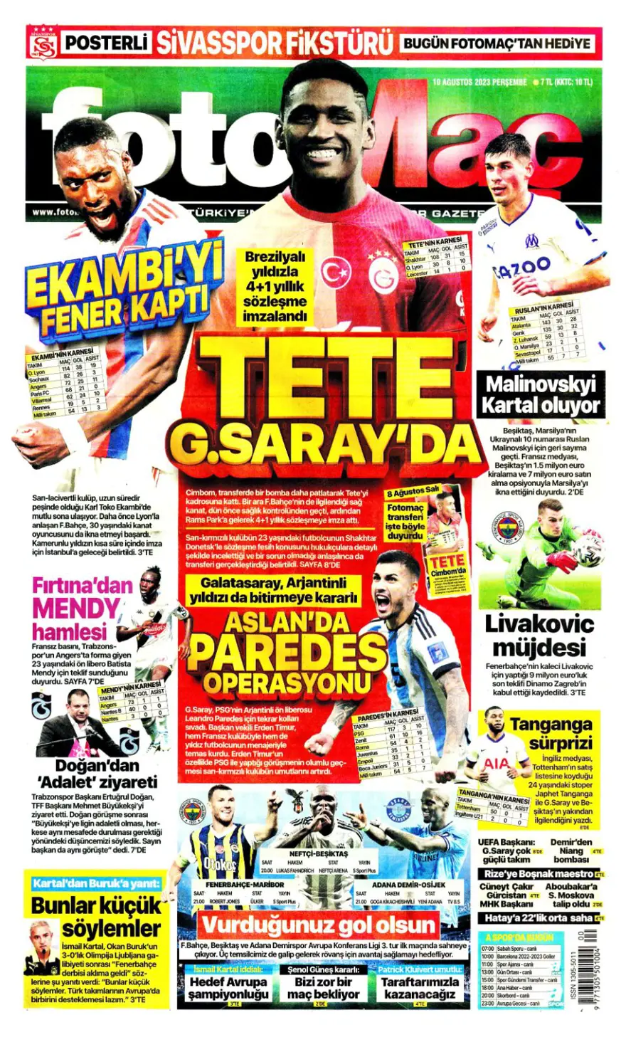 "İnat kırıldı, Livakovic geliyor" | 10 Ağustos 2023 spor manşetleri 3 "İnat kırıldı, Livakovic geliyor" | 10 Ağustos 2023 spor manşetleri 3