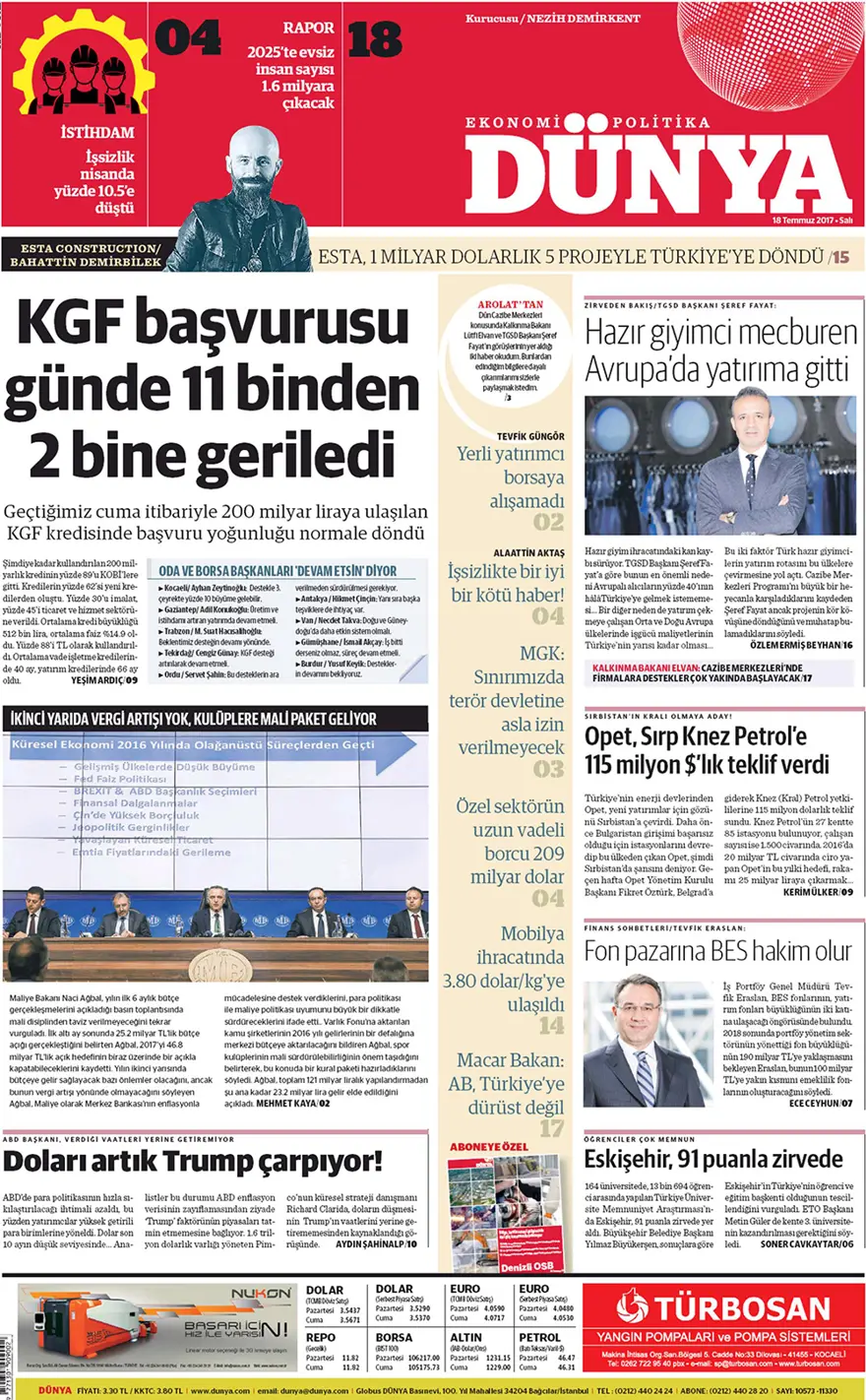 Günün gazete manşetleri - 18 Temmuz 2017 10