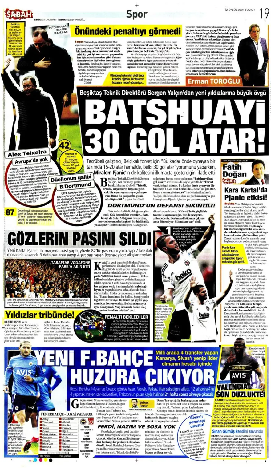 Günün spor manşetleri (12 Eylül 2021) 3 Günün spor manşetleri (12 Eylül 2021) 3