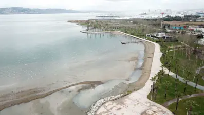 Gölcük'te kıyı şeridi çamurla kaplandı