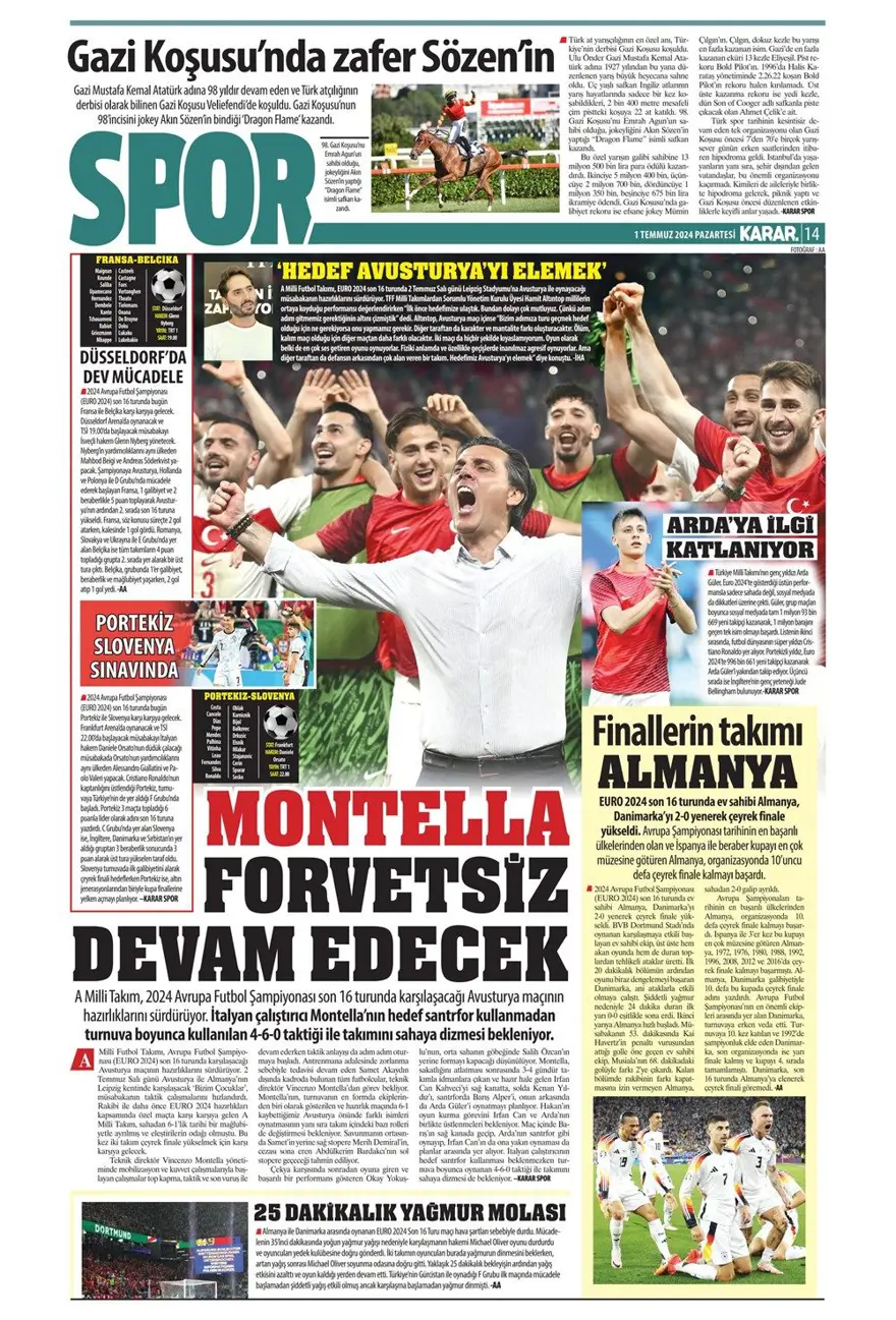 "Türkiye intikam için hevesli" (1 Temmuz 2024 spor manşetleri) 12
