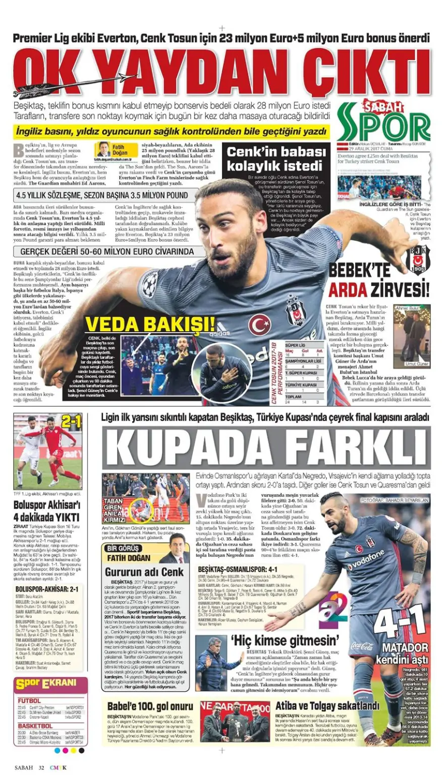 Günün spor gazeteleri (29 Aralık 2017) 15