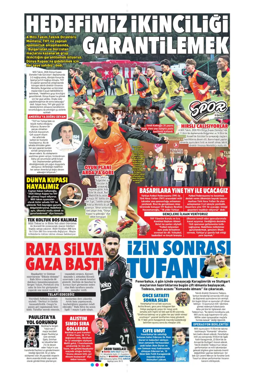 "Ne istersen o" (8 Ekim 2025 spor manşetleri) 12