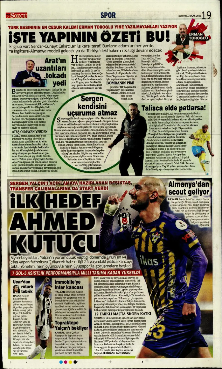 "Galatasaray'da Sane bombası" (2 Ocak 2025 spor manşetleri) 21