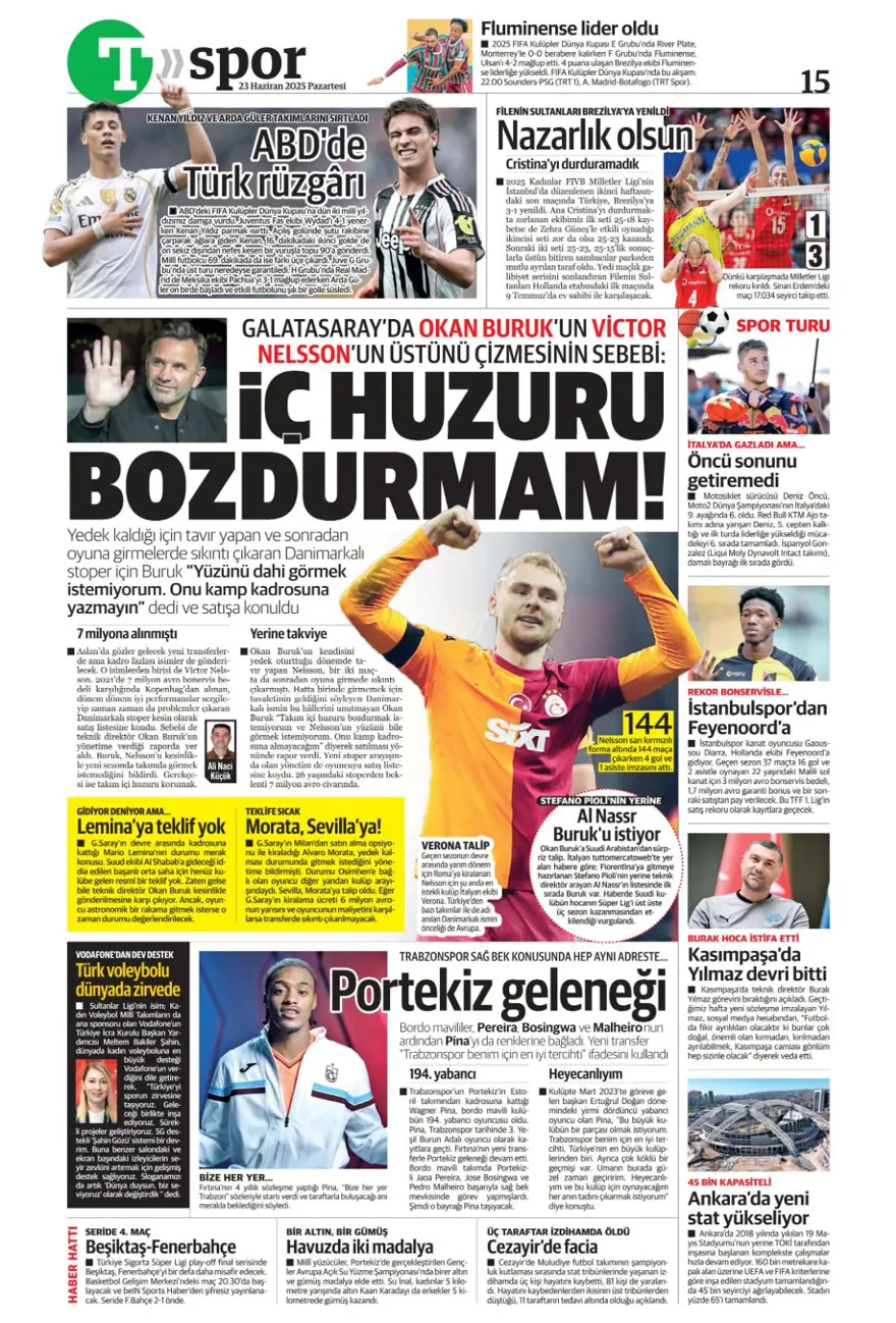 "Hedef Sancho, rakip Napoli" (23 Haziran 2025 spor manşetleri) 15