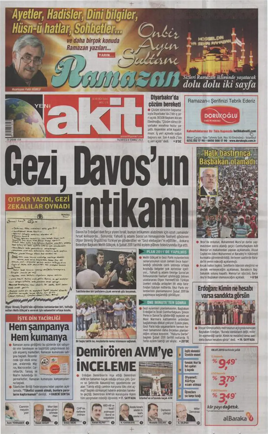 8 Temmuz 2013 gazete manşetleri 19