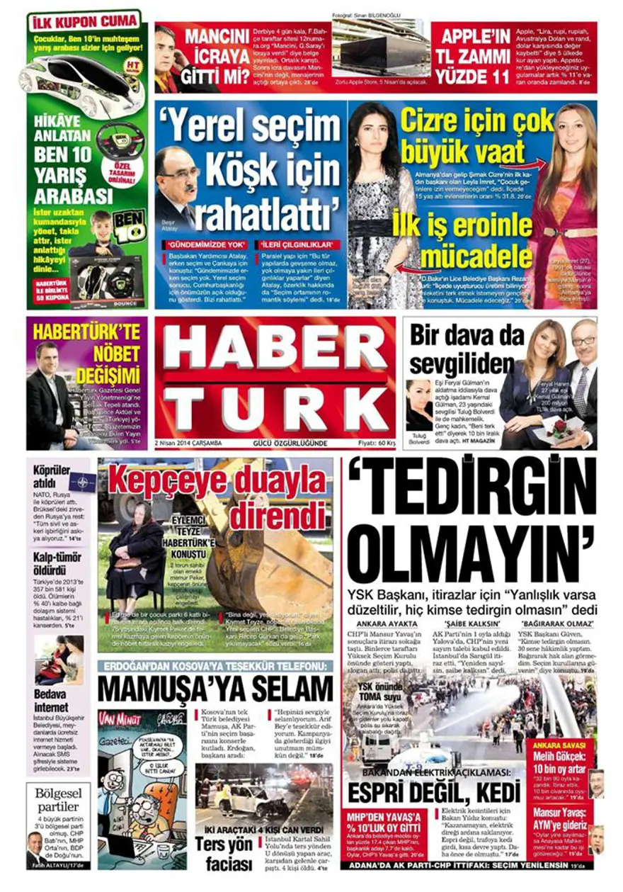 Günün gazete manşetleri - 2 Nisan 2014 2 Günün gazete manşetleri - 2 Nisan 2014 2