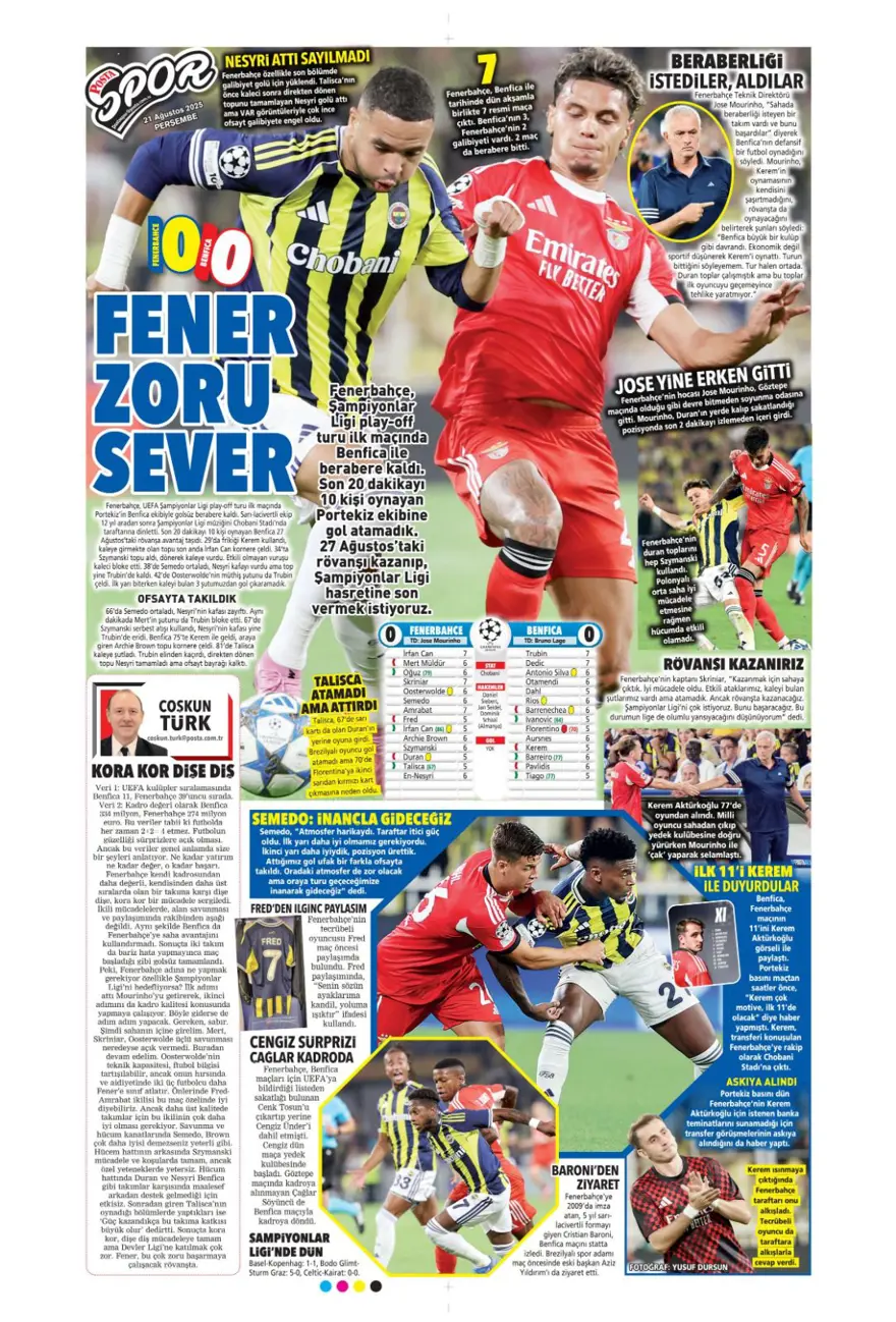 "Akanji müjdesi" (21 Ağustos spor manşetleri) 22