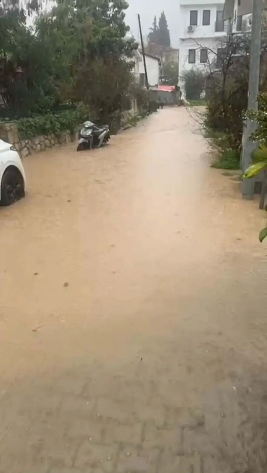 Datça'da sağanak nedeniyle dere taştı, ev ve iş yerlerini su bastı 7