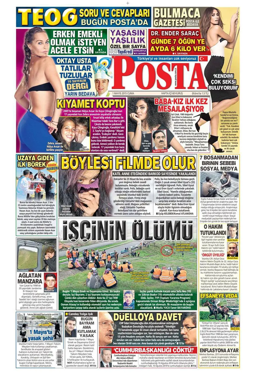 1 Mayıs 2015 gazete manşetleri 2
