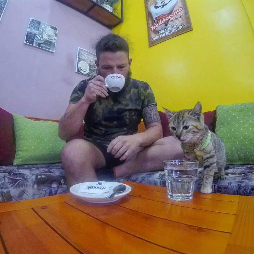 Yolda bulduğu kediyle dünya turu yaptı 8