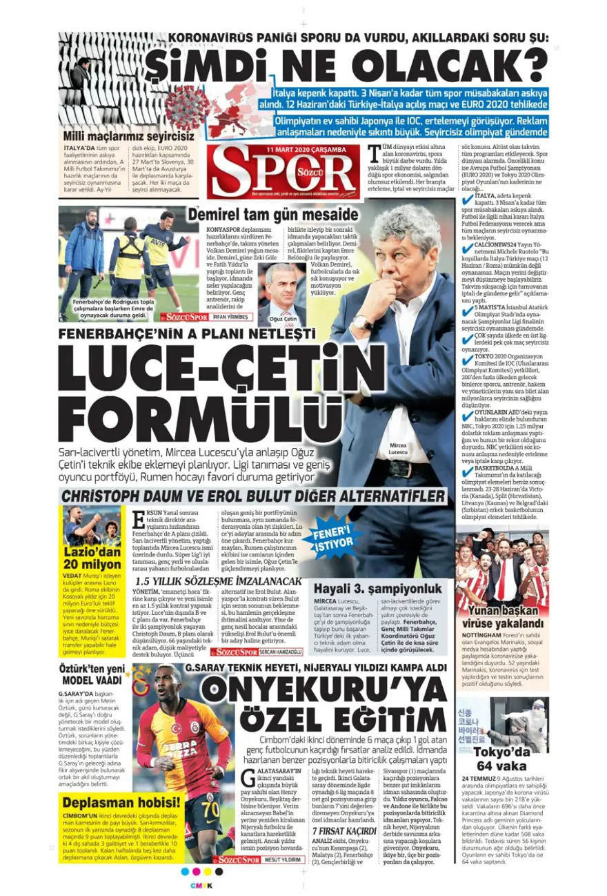 Günün spor manşetleri (11 Mart 2020) 8