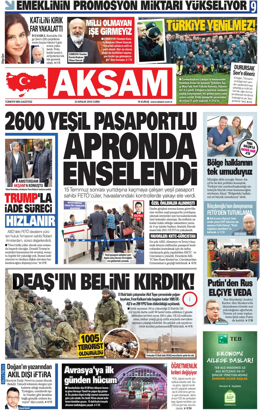Gazete manşetleri-23.12.2016 9