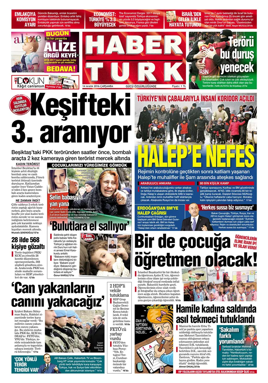 Günün gazete manşetleri - 14 Aralık 2016 3